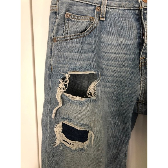 Mossimo Distressed with Inserts Boyfriend Crop Jeans 6 28‎ - Picture 2 of 6